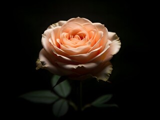 Elegant Apricot Rose Bloom Centered Against a Dark Moody Background