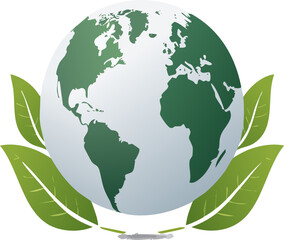 Fototapeta premium Earth with green leaves representing eco-friendliness and sustainability
