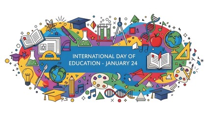 Celebrating international day of education on january 24 with vibrant graphics