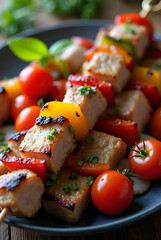 Golden Tofu/Chicken Grills with Fresh Tomatoes