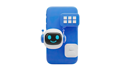 3D Chatbot and Smartphone Icon