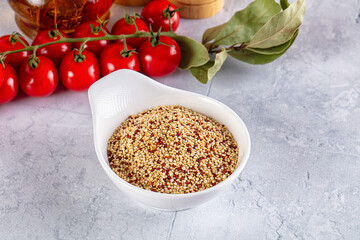 Вry raw quinoa seeds heap