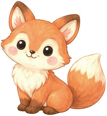 Cute Baby Fox Watercolor Illustration &mdash; Kawaii Woodland Animal Clipart for Kids
