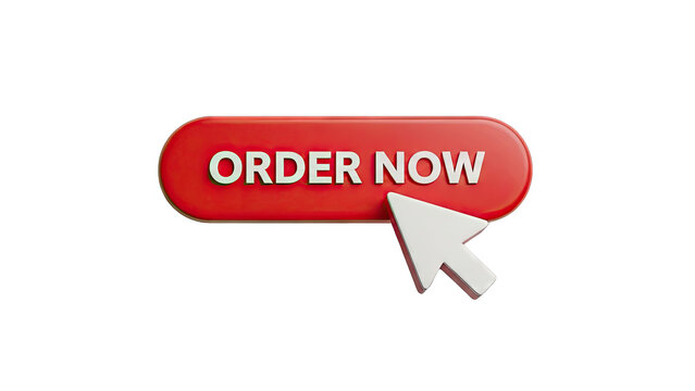3D Render of a Red "Order Now" Button with Cursor