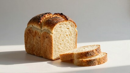 Freshly baked bread loaf with sliced pieces