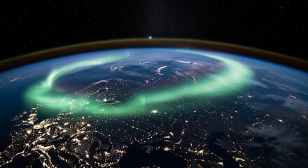 Obraz premium Aurora Borealis - A stunning view of Earth from space.