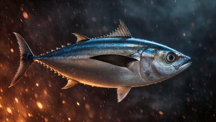 Fresh Tuna Fish Dynamic Shot.