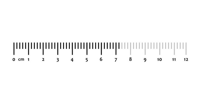 A ruler with centimeter markings from 0 to 12 on a white background count counting