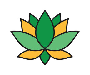 Lotus Flower Illustration &ndash; Colorful Symmetrical Geometric Vector Graphic for Yoga, Wellness, and Spiritual Branding