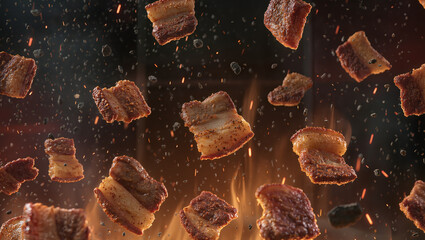Crispy Pork Flying Over Fire.