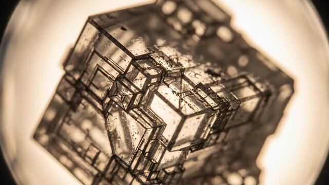 Microscopic View of Salt Crystal Structure Under Magnification.