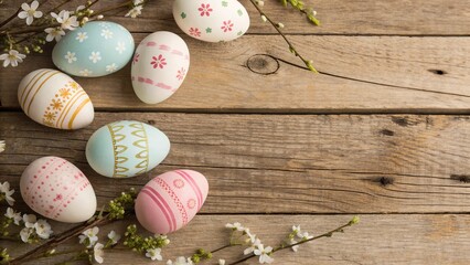 Easter Eggs on Rustic Wooden Background - 4