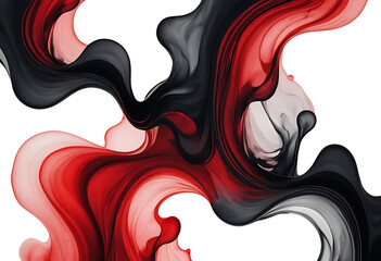 Abstract fluid art with red and black colors swirling, Vibrant Swirling Liquid modern design, creating a sense of motion, energy, waves design with smooth curves transparent background