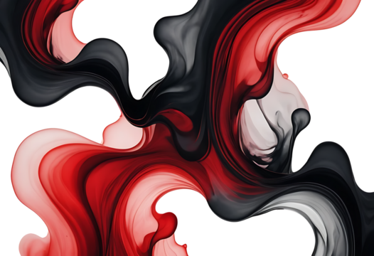 Abstract fluid art with red and black colors swirling, Vibrant Swirling Liquid modern design, creating a sense of motion, energy, waves design with smooth curves transparent background - Powered by Adobe