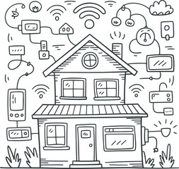 Smart Home Technology Doodle Concept