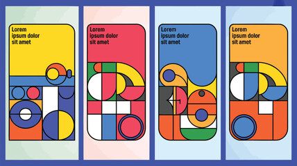 Vibrant geometric pattern designs for modern branding and marketing materials