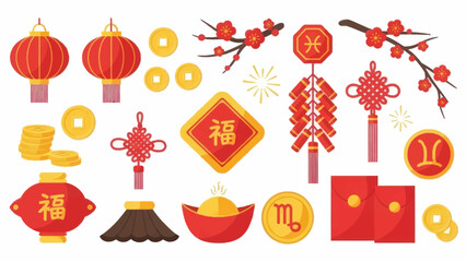 Chinese New Year Elements and Symbols.