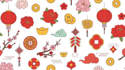 Chinese New Year Icons and Symbols.
