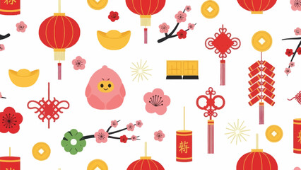 Chinese New Year Lanterns and Decorations.