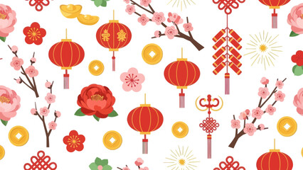 Chinese New Year Lanterns and Flowers.