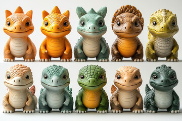 Detailed Hyper Realistic Kids’ Dinosaurs Facing Front and Side