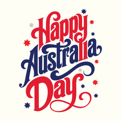 Happy Australia Day Typography with Stars and National Colors