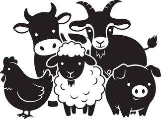 Cute Farm Animal Silhouette Bundle