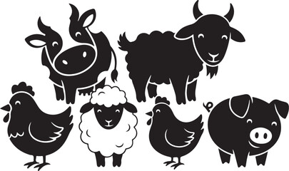 Cute Farm Animal Silhouette Bundle