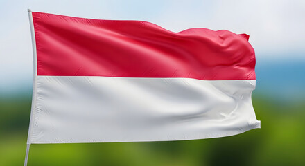 The flag of indonesia waving in the wind outdoors