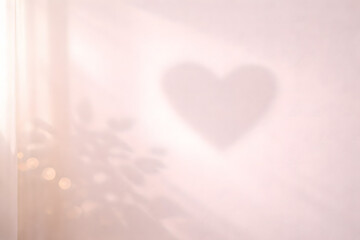 Soft Romantic Background with Heart Shadow and Natural Window Light