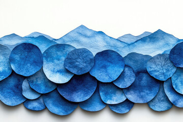 High Resolution Minimal Blue Toned Watercolor Composition