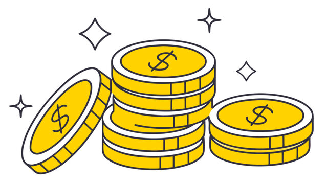 Golden coins with dollar sign with vector illustration