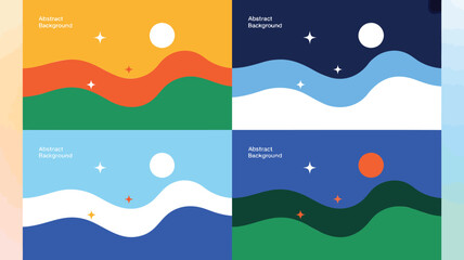 Obraz premium Vibrant abstract backgrounds with wavy landscapes and stars