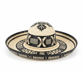 Traditional Sombrero Vueltiao with Authentic Colombian Black and Beige Geometric Patterns