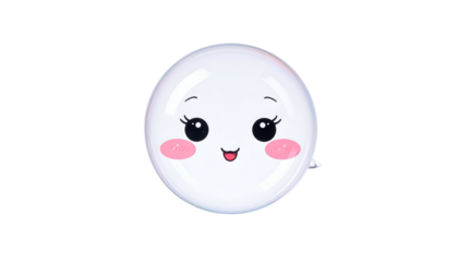 Cute cartoon ghost with blushing cheeks, big eyes, and small smiling mouth, floating