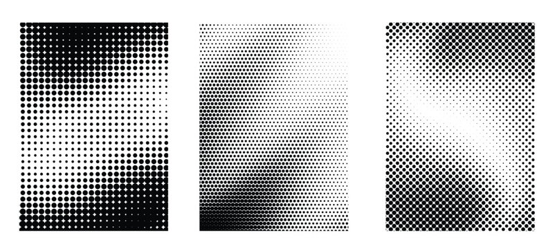 grunge halftone gradient background set different black