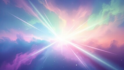 Vivid cosmic explosion with vibrant colorful nebula and radiant light bursts in deep space scene