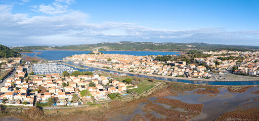 Vue a&eacute;rienne de Gruissan dans l'Aude en Occitanie (France)