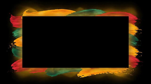 Modern Afrocentric Animated Frame With Red Gold Green Brushstroke Patterns