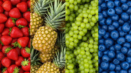 Strawberries, Pineapples, Grapes, and Blueberries