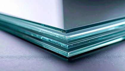 Futuristic Clear Glass Layer Stack Texture Background with Striped Light Reflections