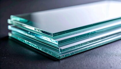 Futuristic Clear Glass Layer Stack Texture Background with Striped Light Reflections