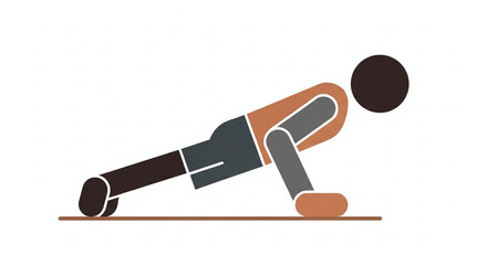 Silhouette person doing pushups with fitness.