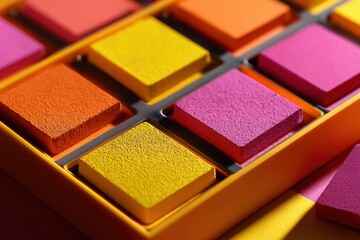 Orange yellow pink product branding stock images grid