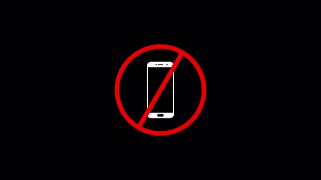 mobile phone is not allowed animation with transparent background mobile phone symbol animated in 4K animation with alpha channel