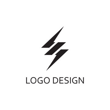 simple  black thunder letter s for logo design