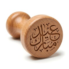 Wooden Cookie Mold Stamp with Eid Mubarak Arabic Calligraphy for Baking Traditional Maamoul
