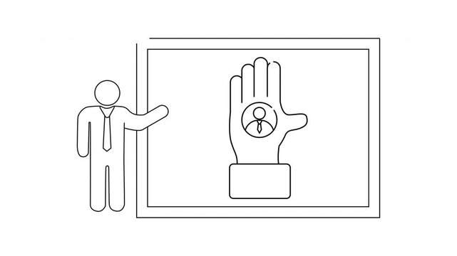 Hand Icon Presentation - Business Strategy and Teamwork Concept.