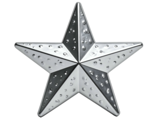 Shiny five-pointed metallic star with dimpled texture
