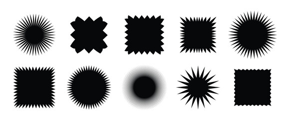 zig zag edge square shape collection jagged patches set